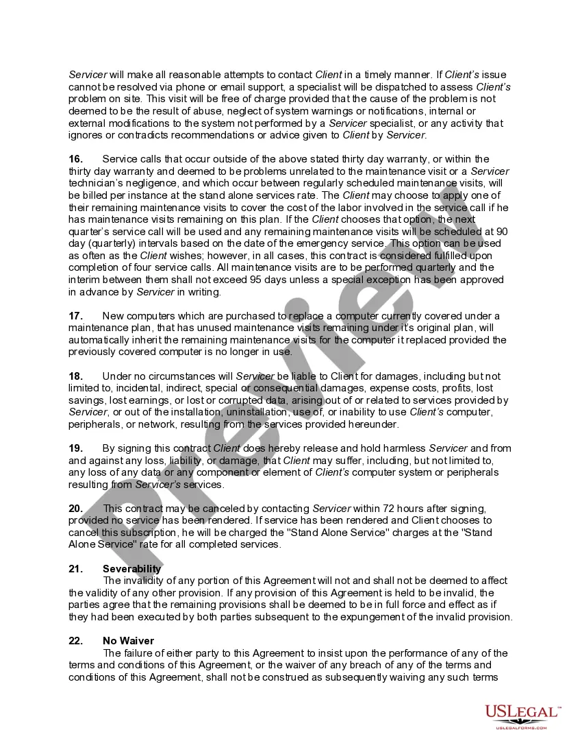 Get Maintenance Contract for Personal Computers Preview Maintenance Contract for Personal Computers