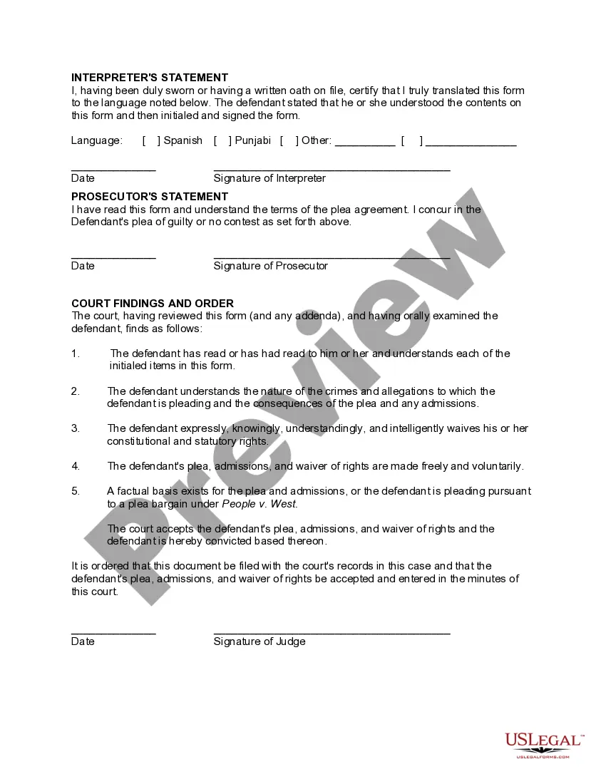 Get Plea Form with Harvey Waiver Preview Plea Form with Harvey Waiver
