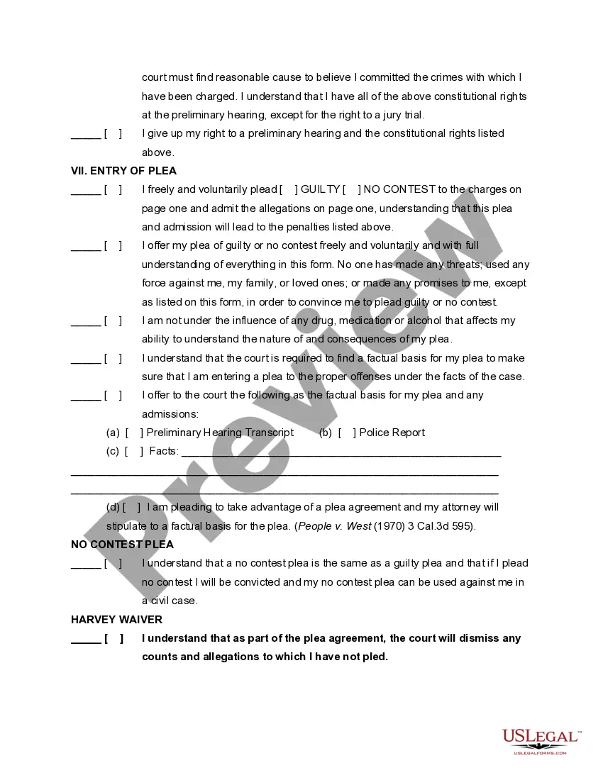 Get Plea Form with Harvey Waiver Preview Plea Form with Harvey Waiver