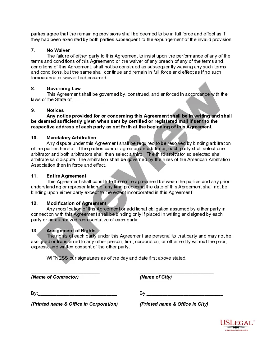 Preview Snow Removal Agreement - Removal of Snow on Roads