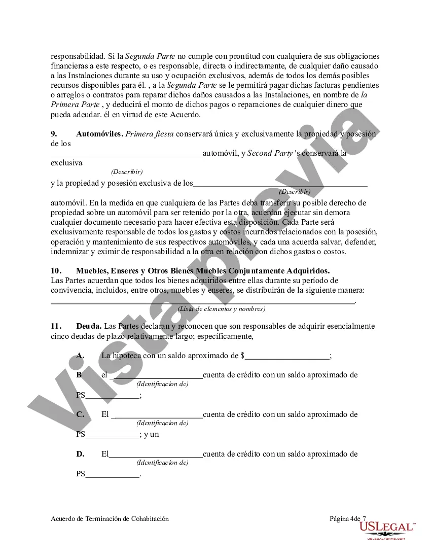 Preview Acuerdo de Terminación de Cohabitación