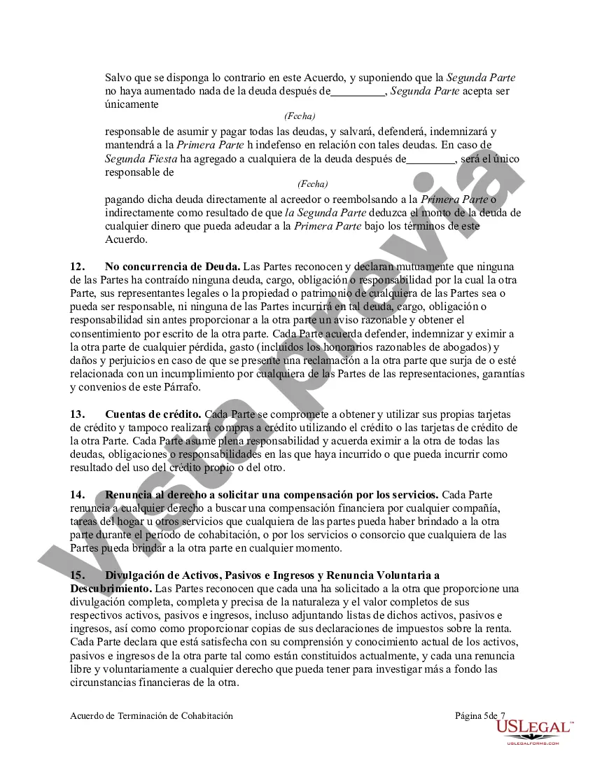 Preview Acuerdo de Terminación de Cohabitación