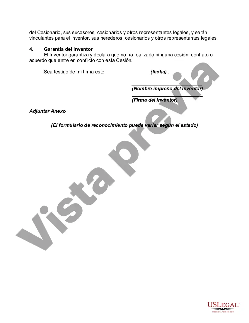 Get Cesión de Solicitud Pendiente por Inventor Único - Convenio de París Preview Cesión de Solicitud Pendiente por Inventor Único - Convenio de París