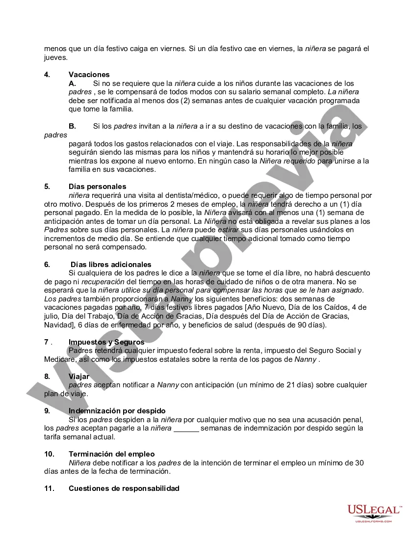 Preview Contrato de niñera