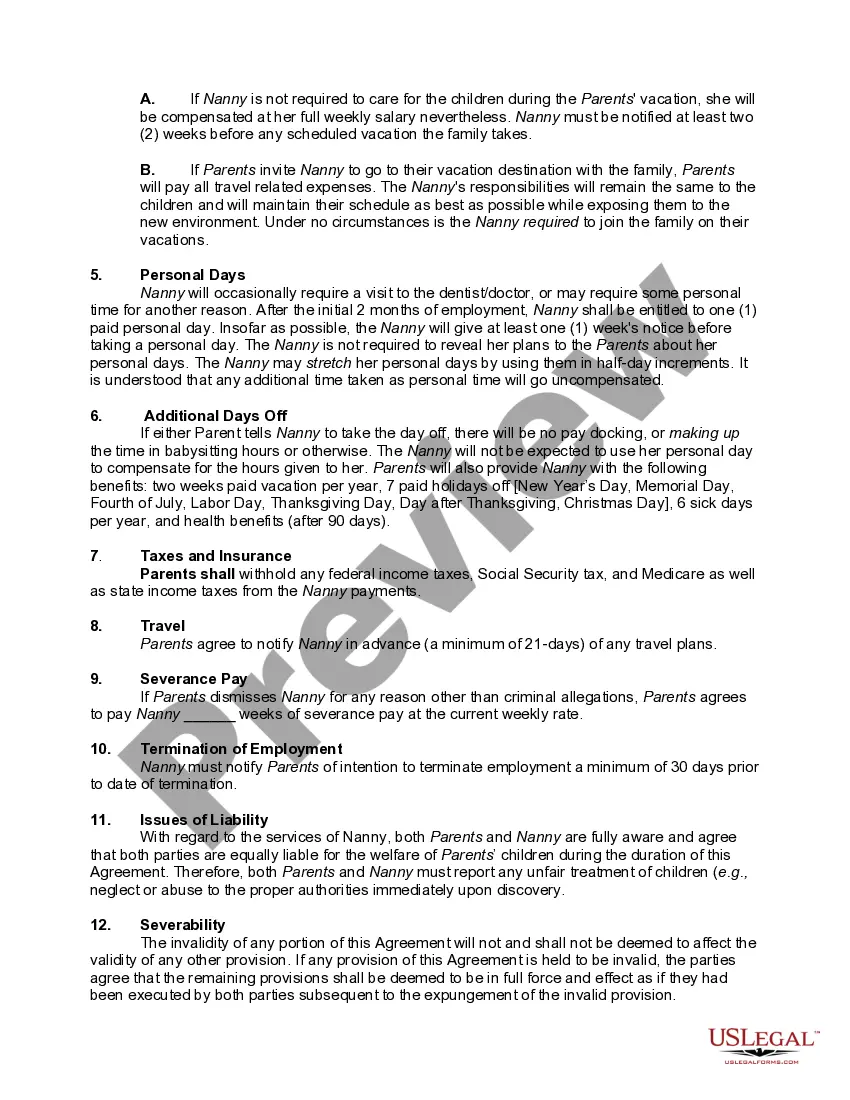 Get Nanny Contract Preview Nanny Contract