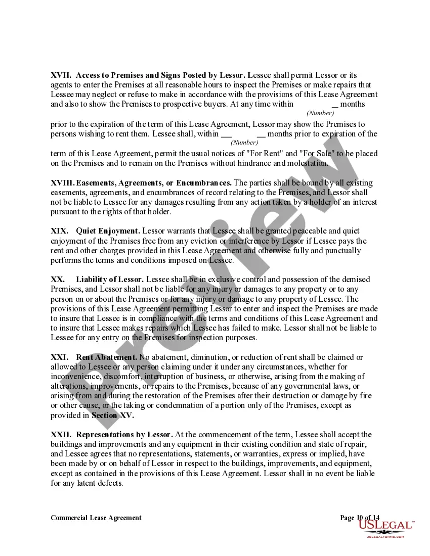 Preview Commercial Lease Agreement with Option to Renew and Right to Make Alterations