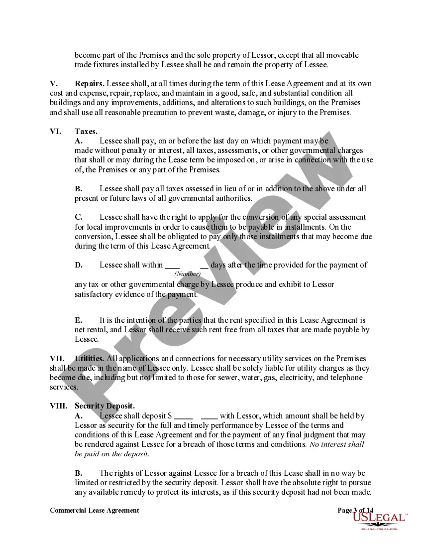 Preview Commercial Lease Agreement with Option to Renew and Right to Make Alterations