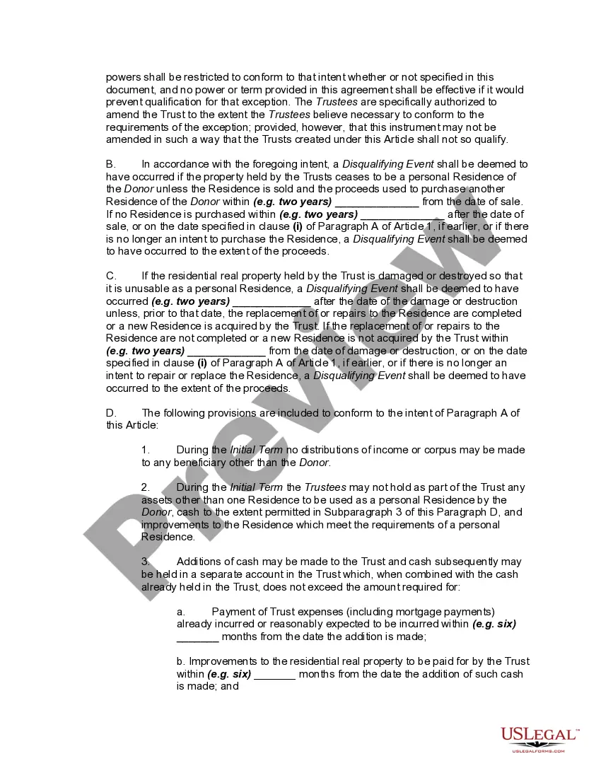 Preview Personal Residence Trust