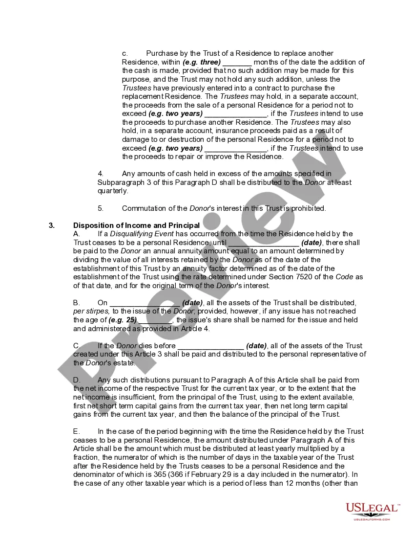 Preview Personal Residence Trust