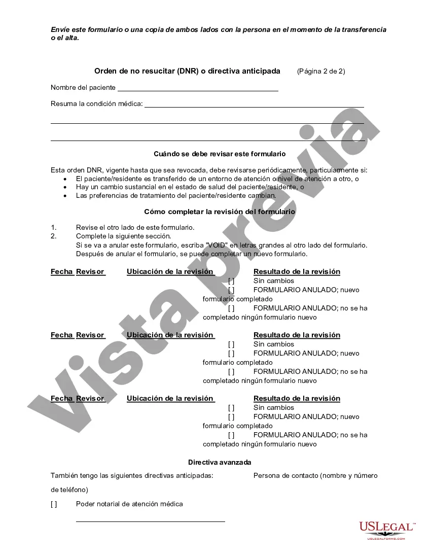 Preview Orden de no resucitar - DNR o directiva anticipada