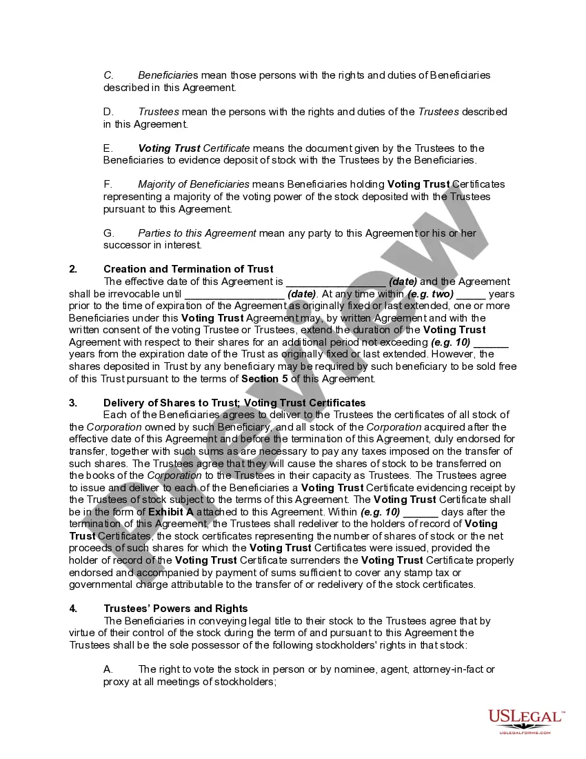 Get Voting Trust Agreement Preview Voting Trust Agreement