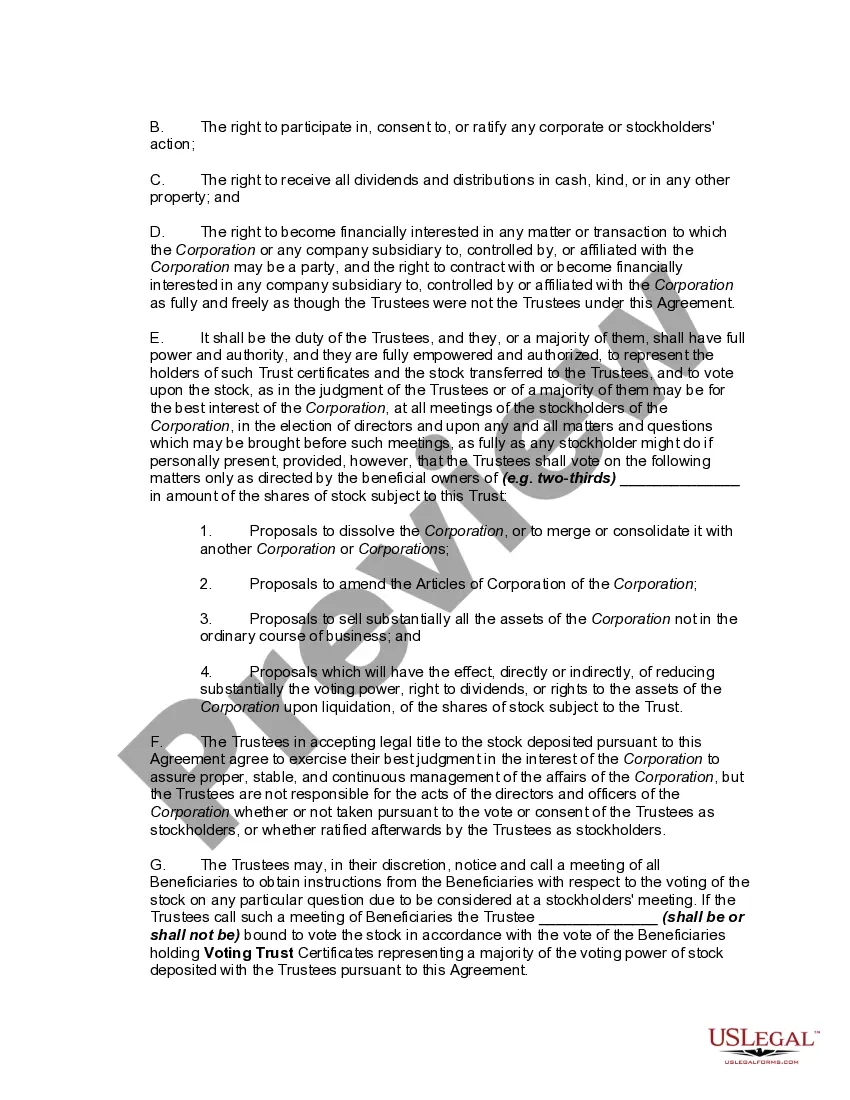 Get Voting Trust Agreement Preview Voting Trust Agreement