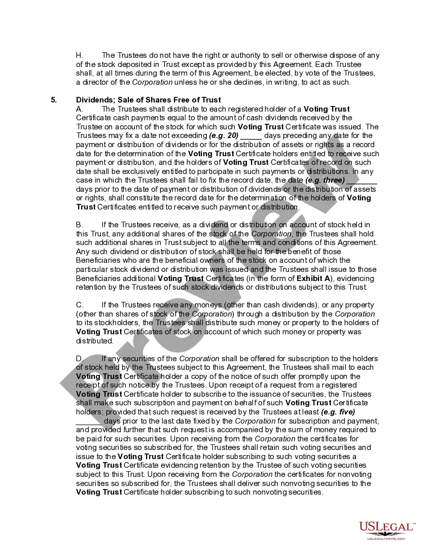 Get Voting Trust Agreement Preview Voting Trust Agreement