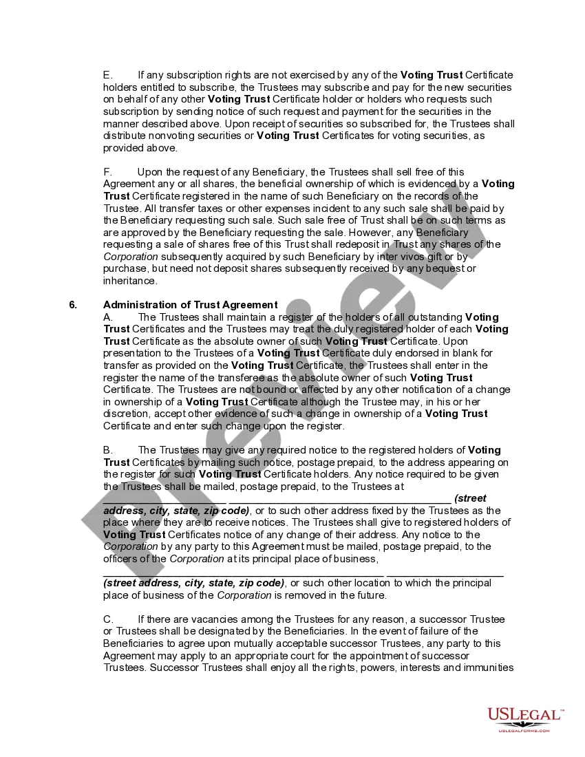Get Voting Trust Agreement Preview Voting Trust Agreement