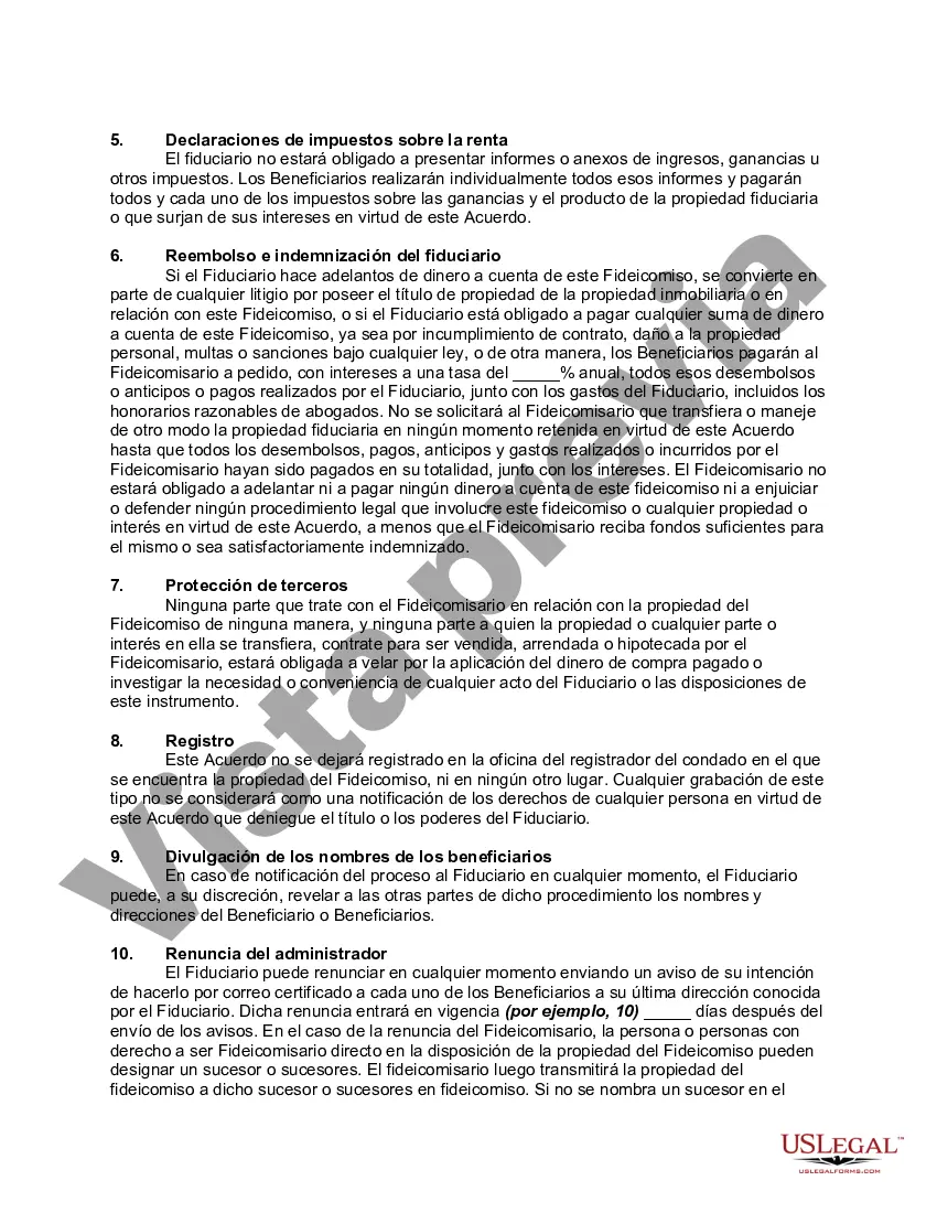 Preview Acuerdo de fideicomiso de tierras