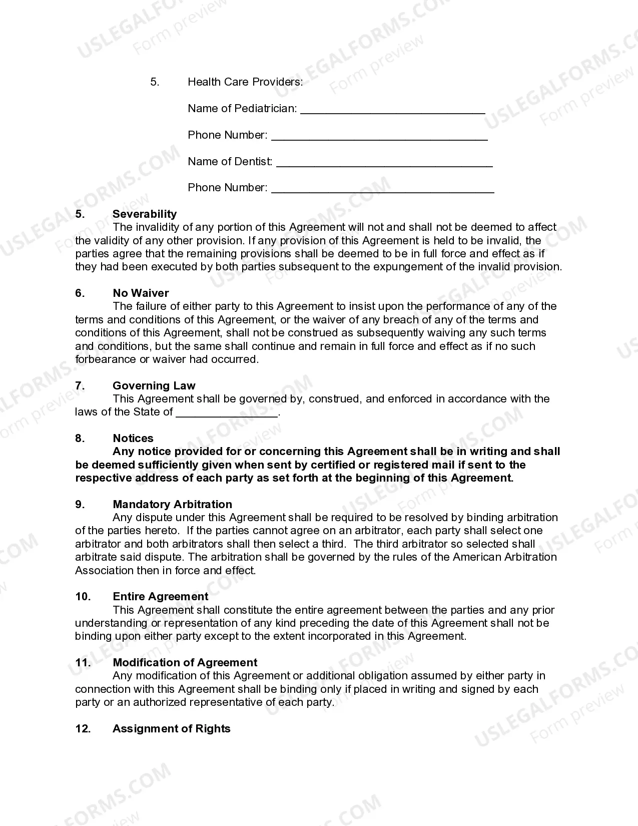 Preview Daycare or Child Care Agreement with Medical Treatment Authorization