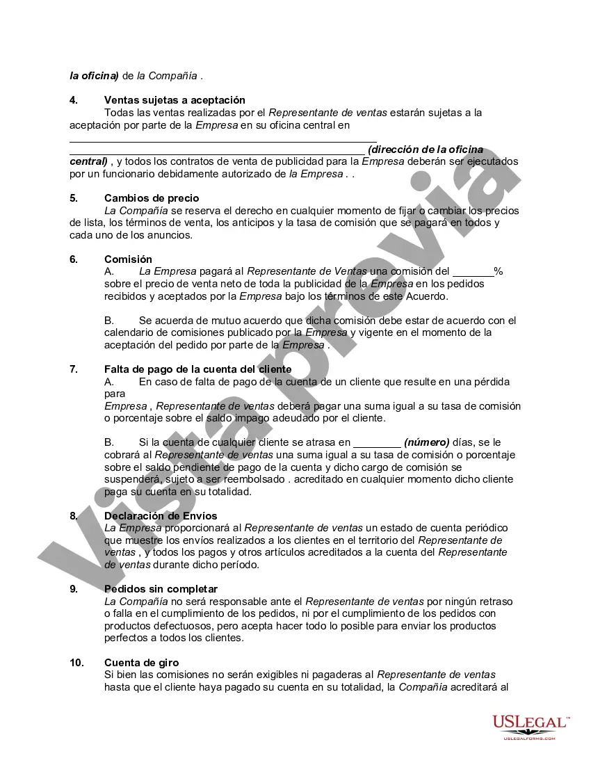 Preview Acuerdo entre representante de ventas y revista para vender publicidad