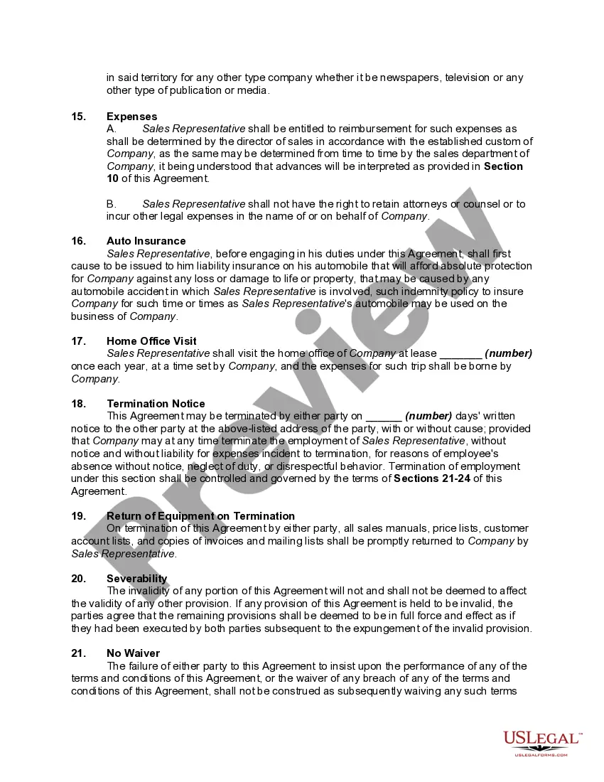 Get Agreement Between Sales Representative and Magazine to Sell Advertising Preview Agreement Between Sales Representative and Magazine to Sell Advertising