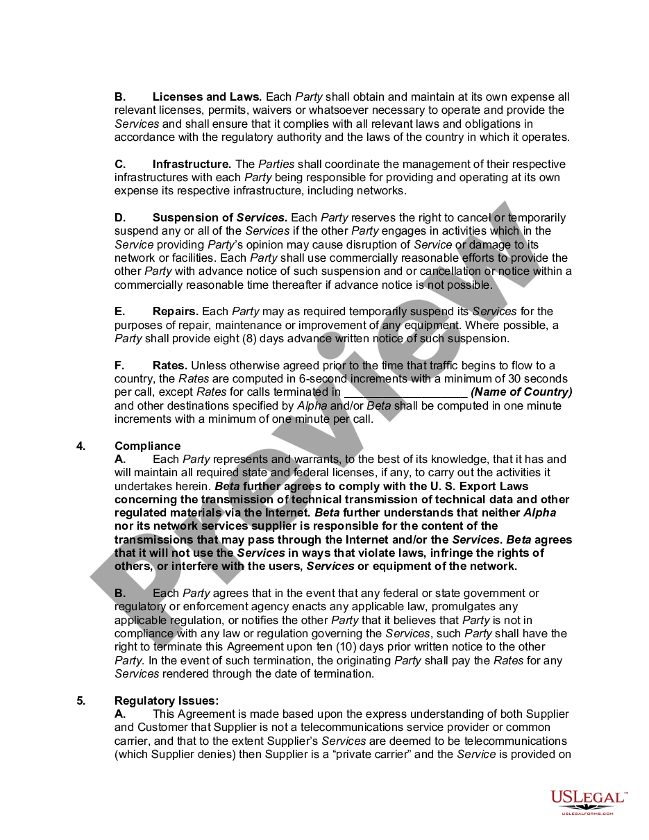 page 2 Reciprocal Services Agreement Regarding Communication Routing Services preview