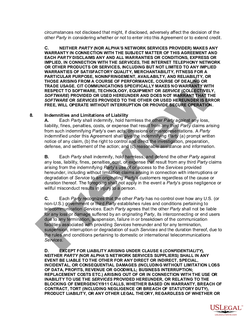 page 4 Reciprocal Services Agreement Regarding Communication Routing Services preview