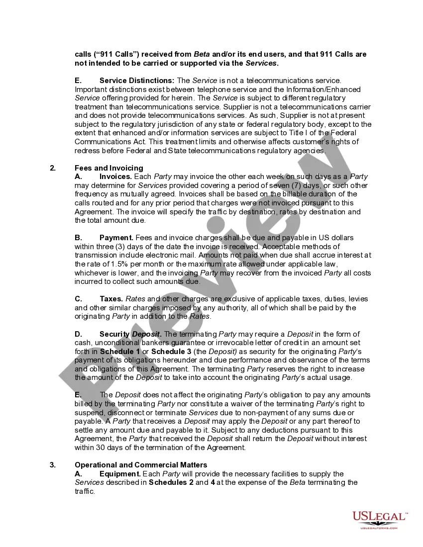 Preview Reciprocal Services Agreement Regarding Communication Routing Services