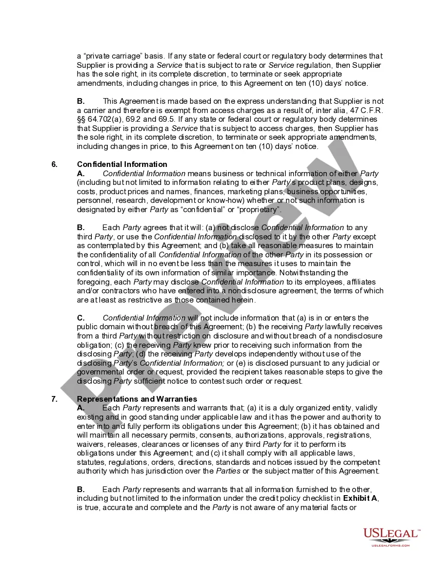 Preview Reciprocal Services Agreement Regarding Communication Routing Services
