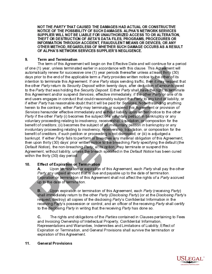 Preview Reciprocal Services Agreement Regarding Communication Routing Services