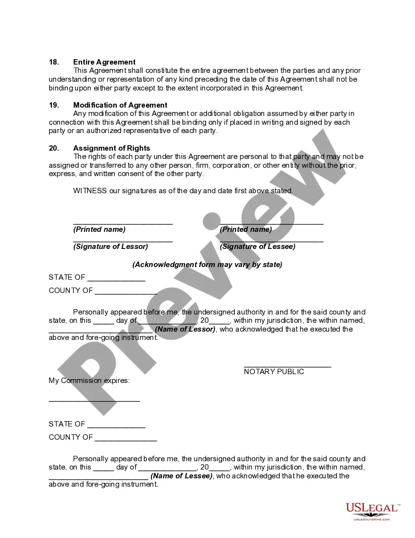 Preview Farm Lease or Rental with Right to Make Improvements and Receive Reimbursements