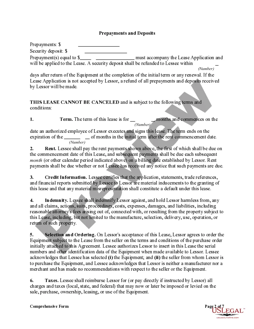 Get Comprehensive Form of Equipment Lease Agreement Preview Comprehensive Form of Equipment Lease Agreement