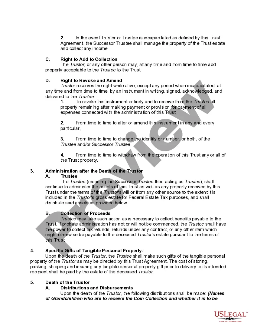 Get Revocable Trust Agreement Regarding Coin Collection Preview Revocable Trust Agreement Regarding Coin Collection