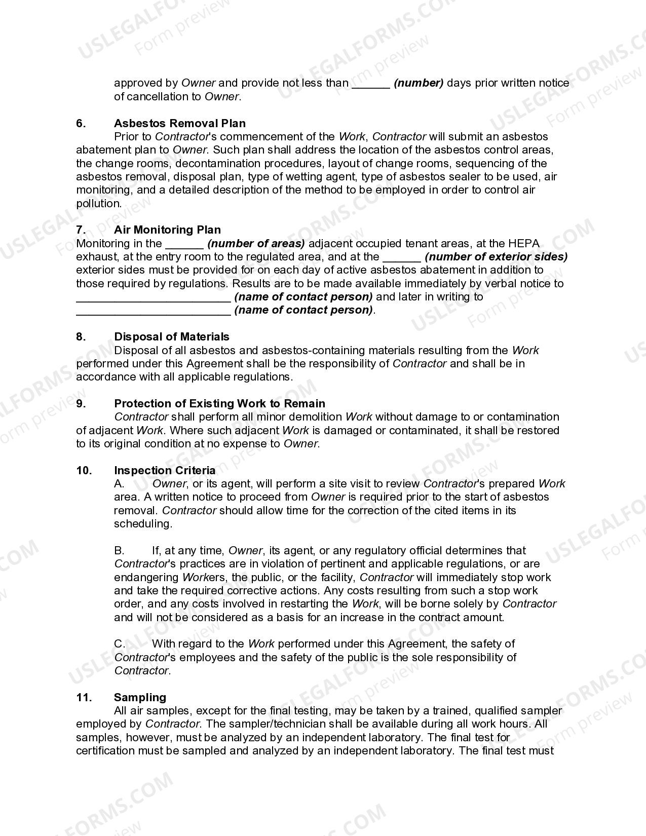 Asbestos Removal and Remediation Agreement Asbestos Agreement US