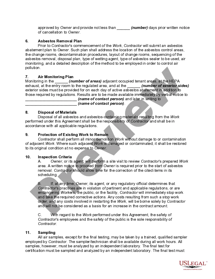 Preview Asbestos Removal and Remediation Agreement