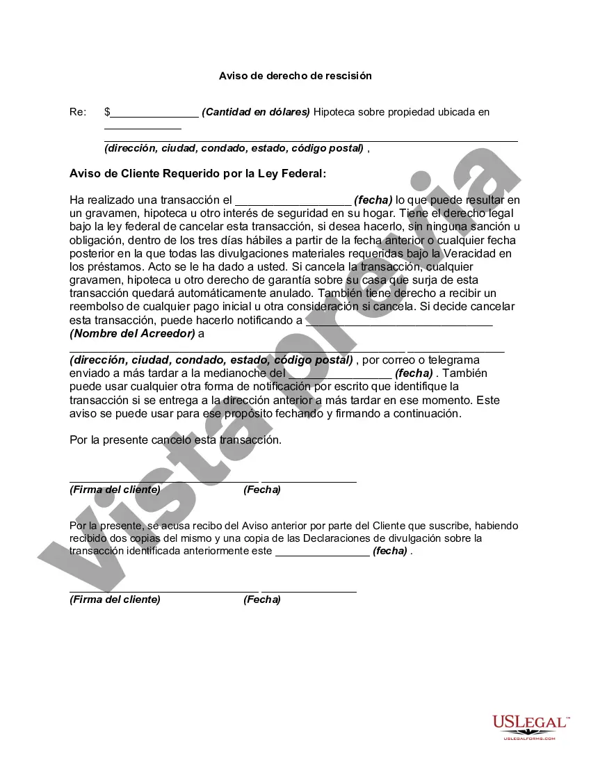 Preview Derecho a rescindir cuando se trate de garantía mobiliaria sobre la vivienda principal del consumidor - Rescisión