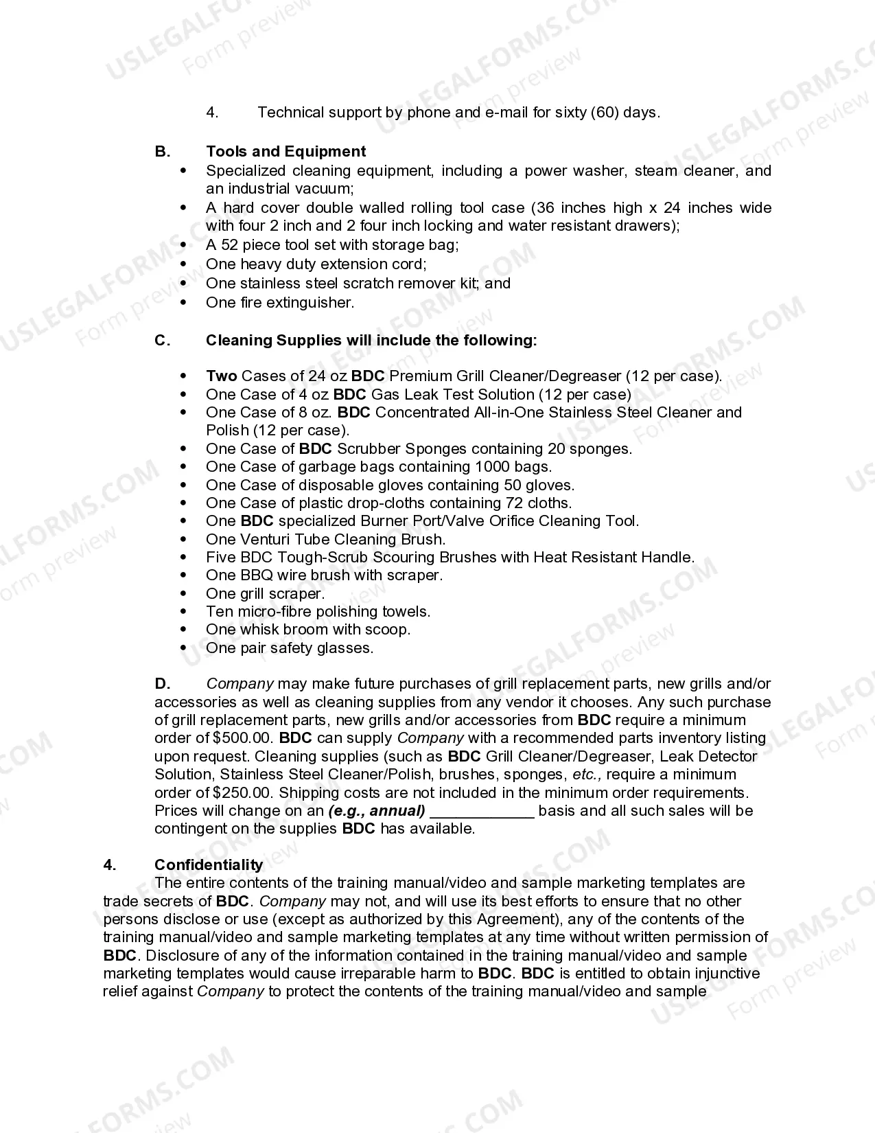 Preview Business Development Agreement - Home Barbecue Cleaning and Repair