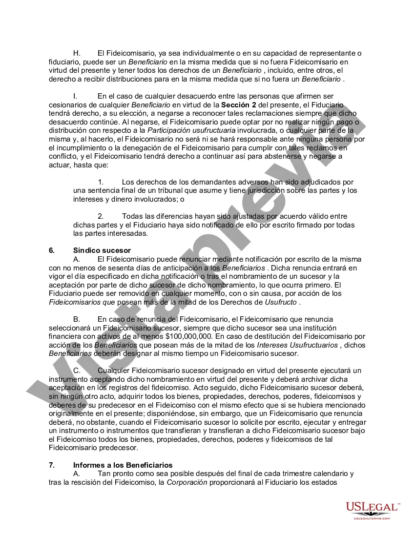 Preview Acuerdo de liquidación de fideicomiso