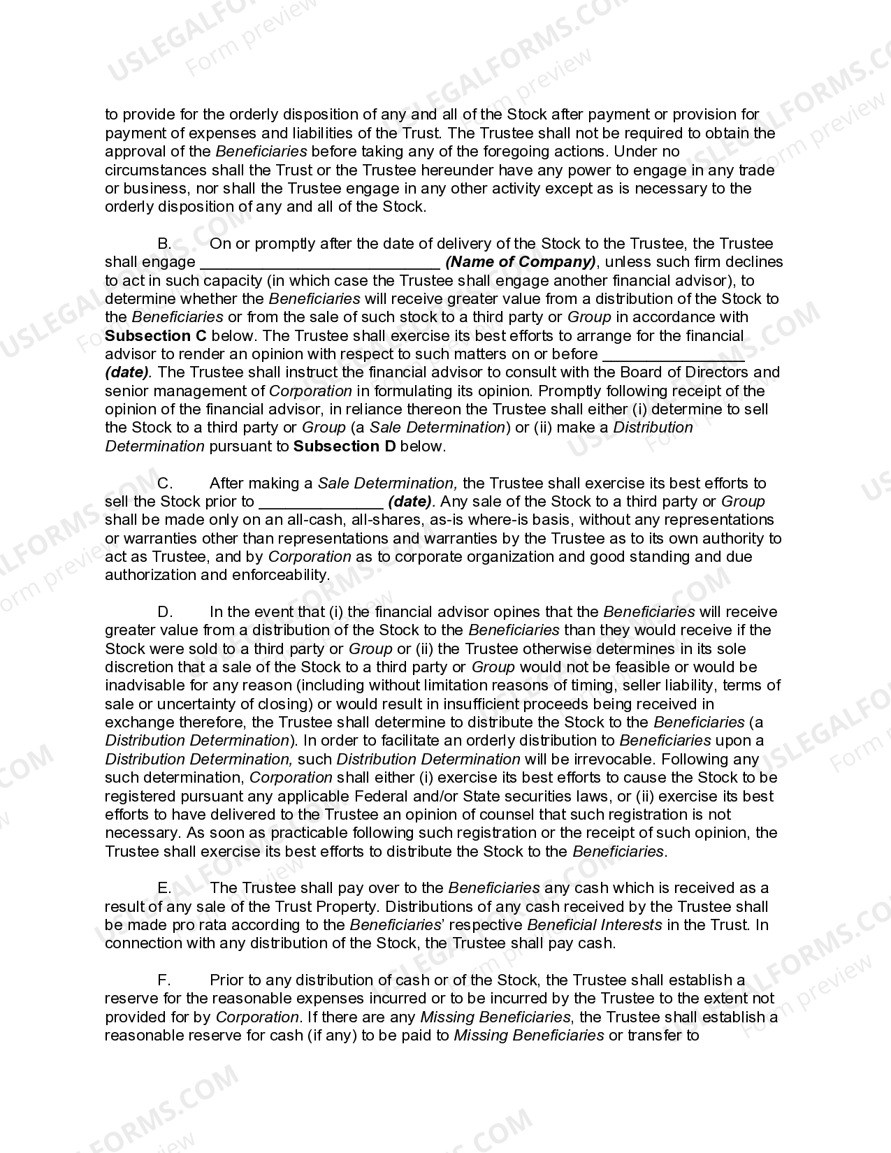 Arkansas Liquidating Trust Agreement Liquidating US Legal Forms