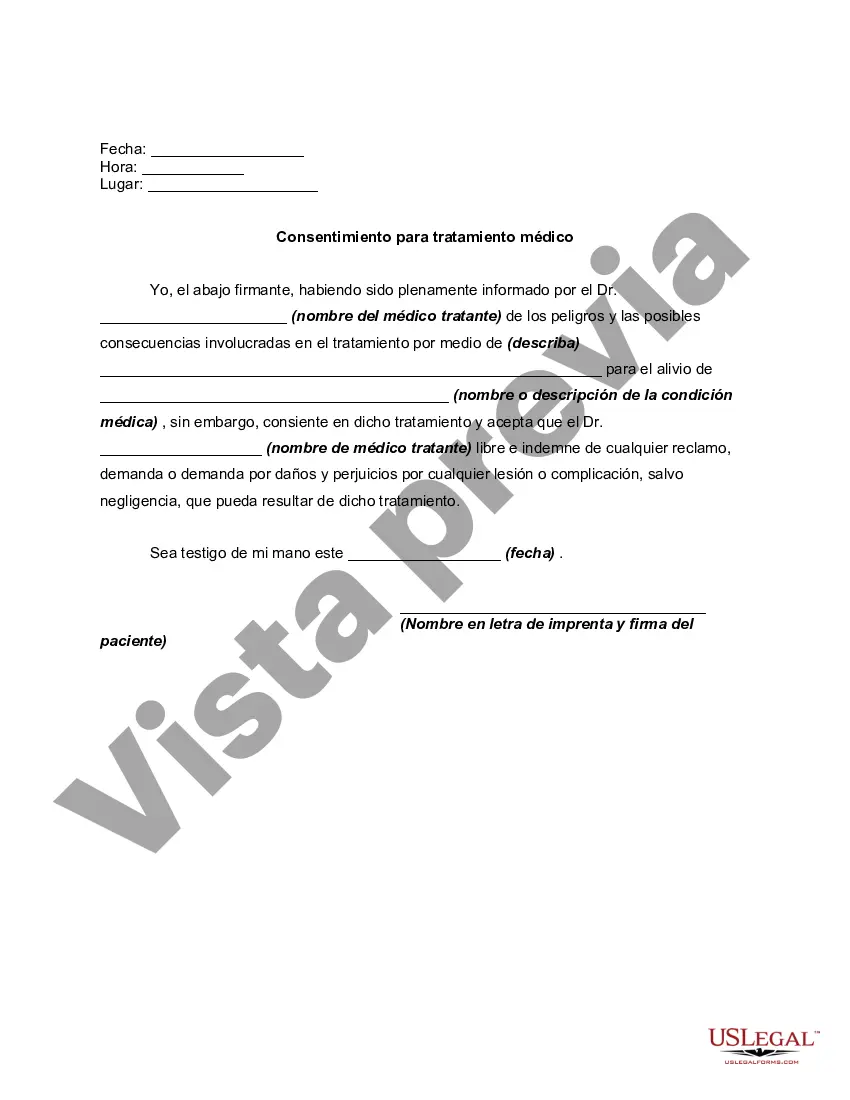 Preview Formulario General de Consentimiento para Tratamiento Médico