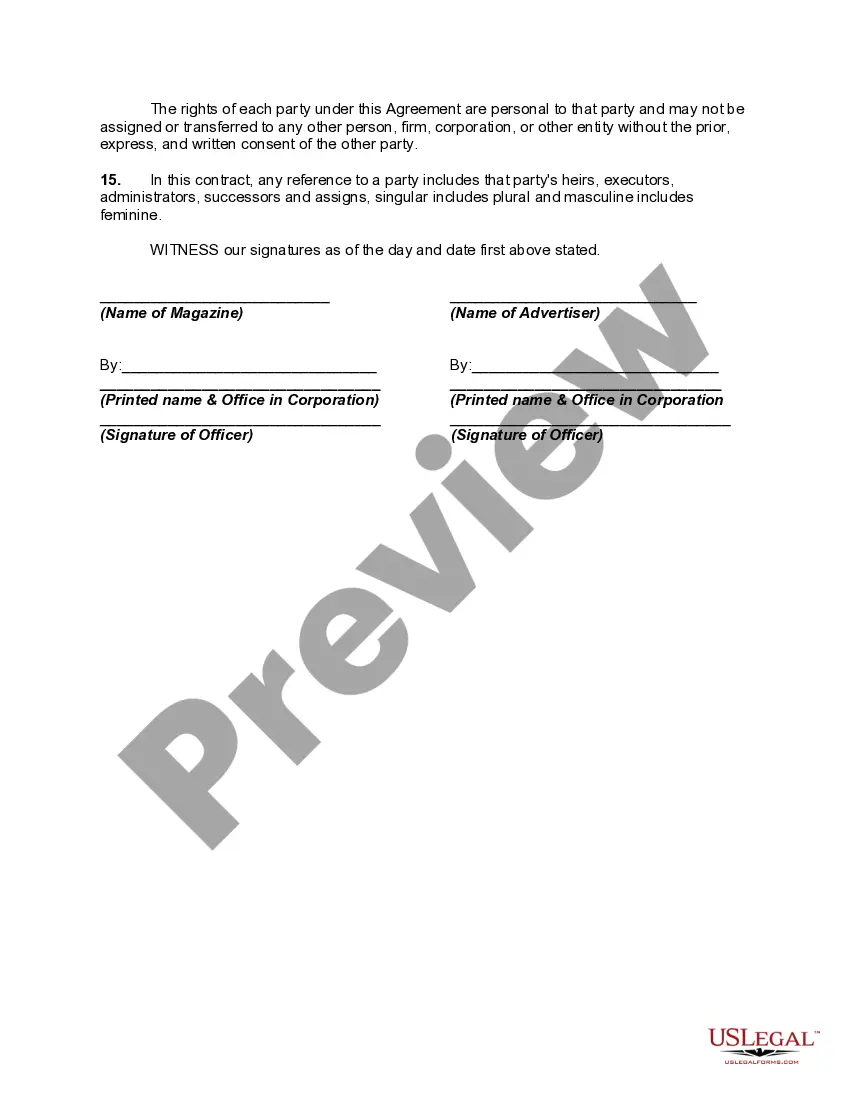 Get Agreement Between Advertiser and Magazine Preview Agreement Between Advertiser and Magazine