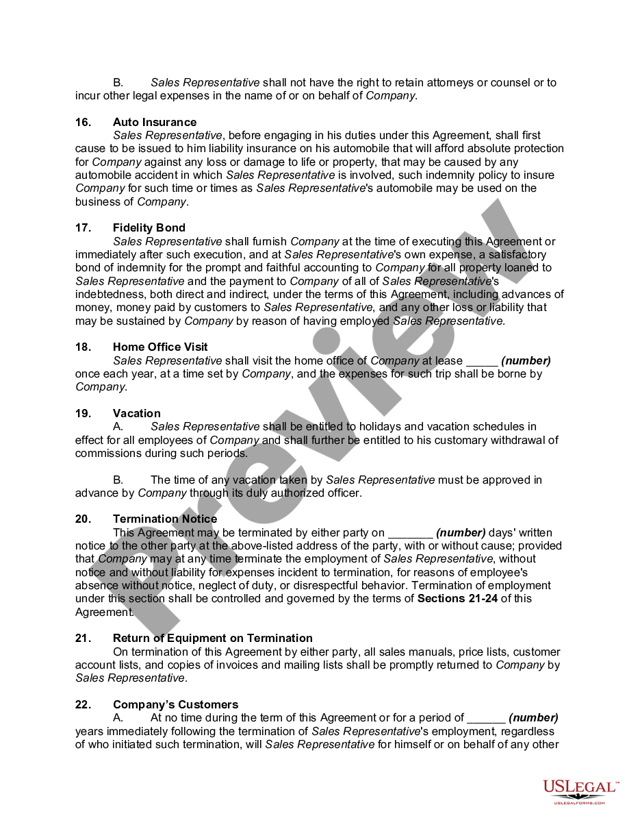 page 3 Agreement Between Sales Representative and Magazine to Sale Advertising preview