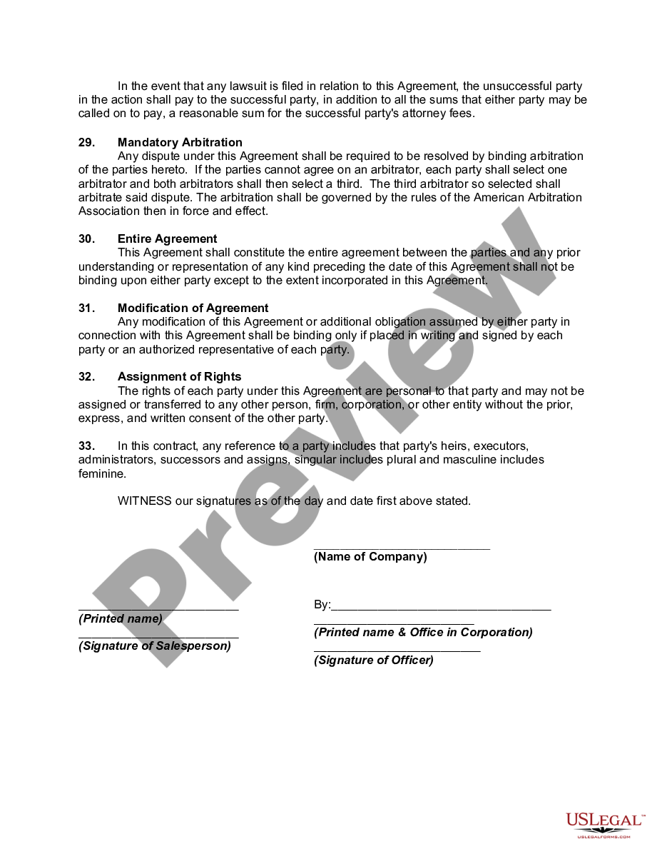 page 5 Agreement Between Sales Representative and Magazine to Sale Advertising preview