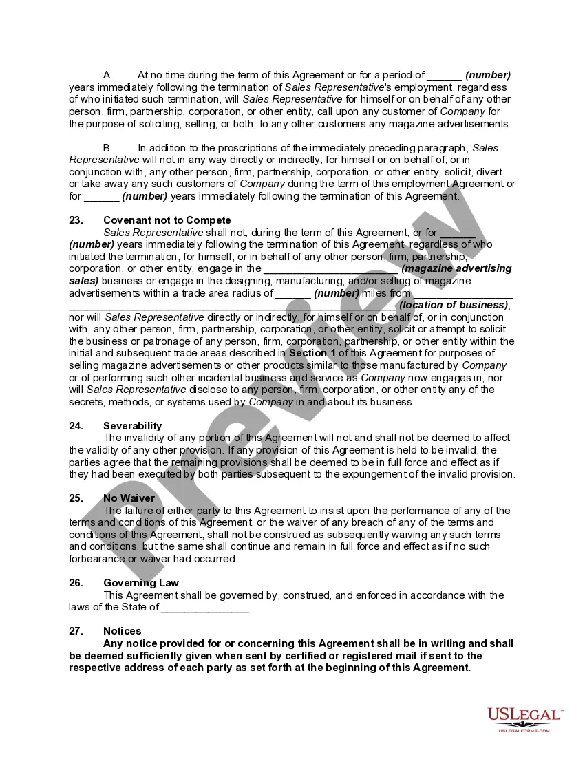 Get Agreement Between Sales Representative and Magazine to Sale Advertising Preview Agreement Between Sales Representative and Magazine to Sale Advertising