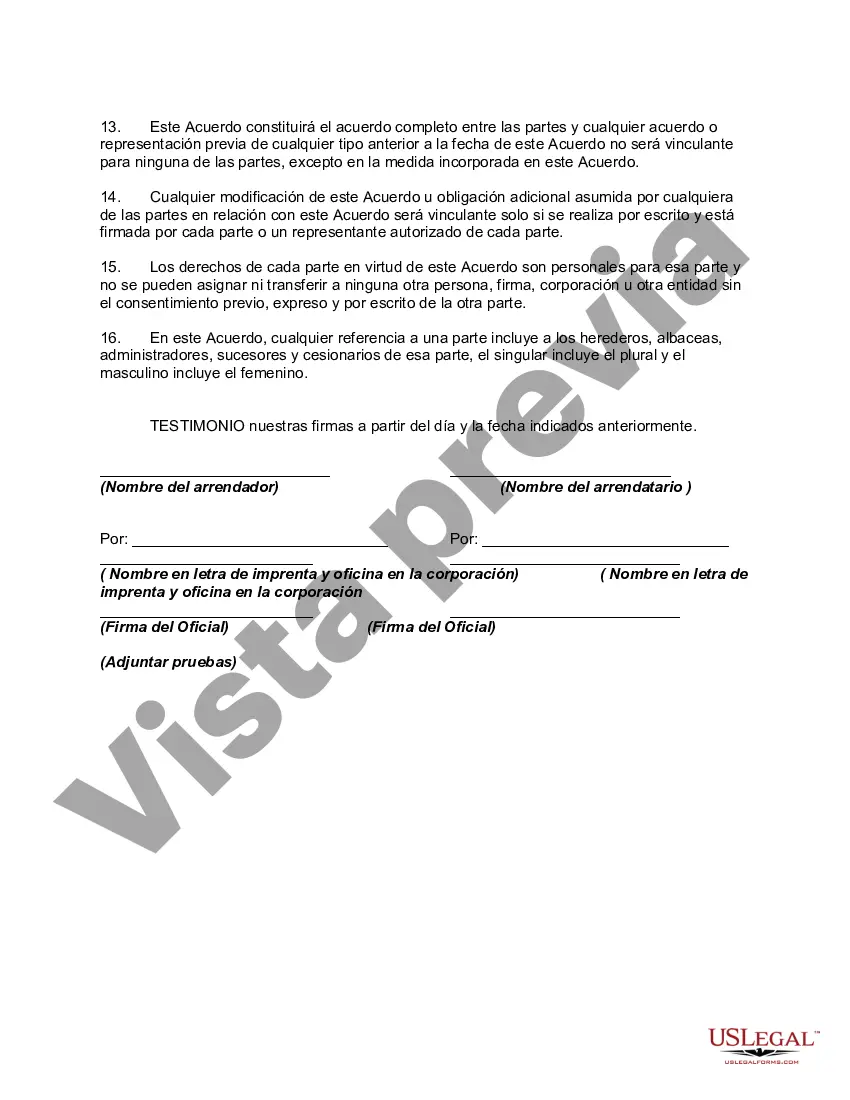 Preview Acuerdo para Terminar el Contrato de Arrendamiento por Consentimiento Mutuo al Terminar el Negocio del Arrendatario