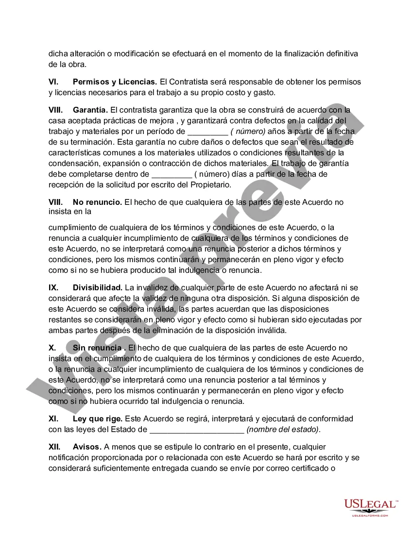 Preview Contrato de Construcción para Mejoras de Vivienda