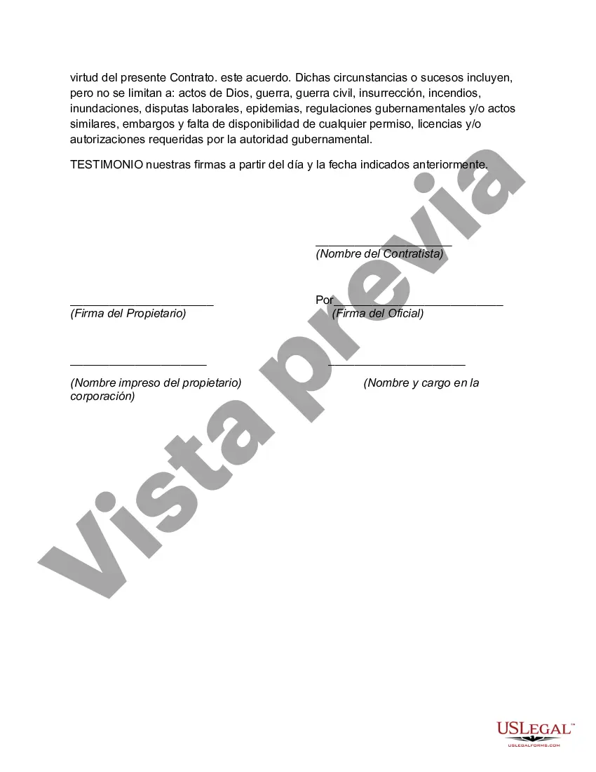 Preview Contrato de Construcción para Mejoras de Vivienda