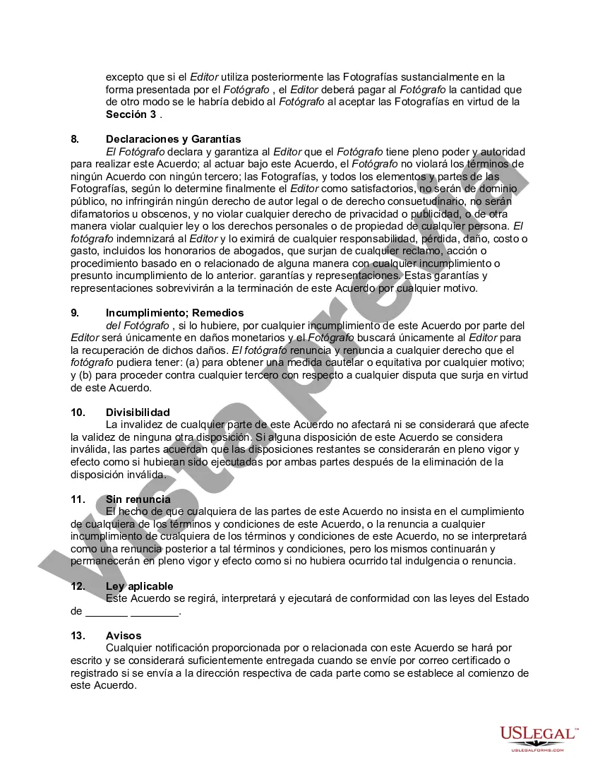 Preview Contrato con Contratista Independiente para Fotografiar Obras de Arte para Libro - Autónomo