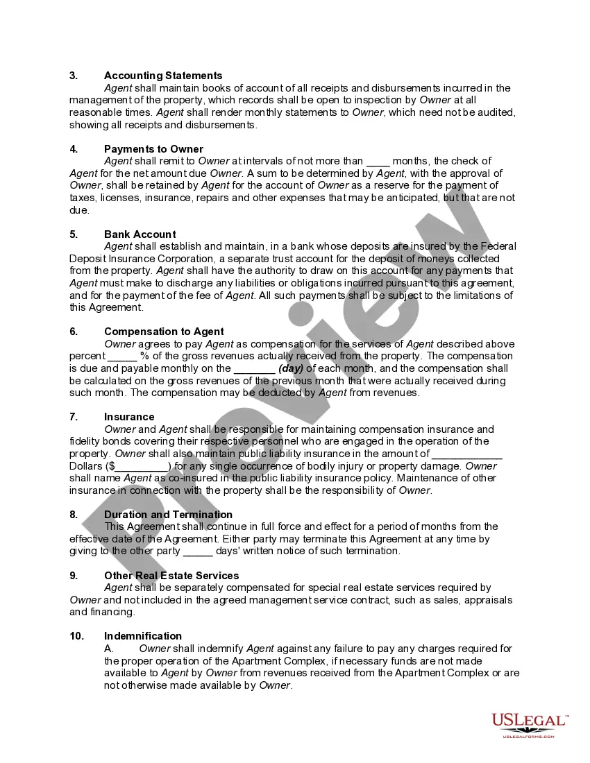 Preview Property Management Agreement - Apartment Complex
