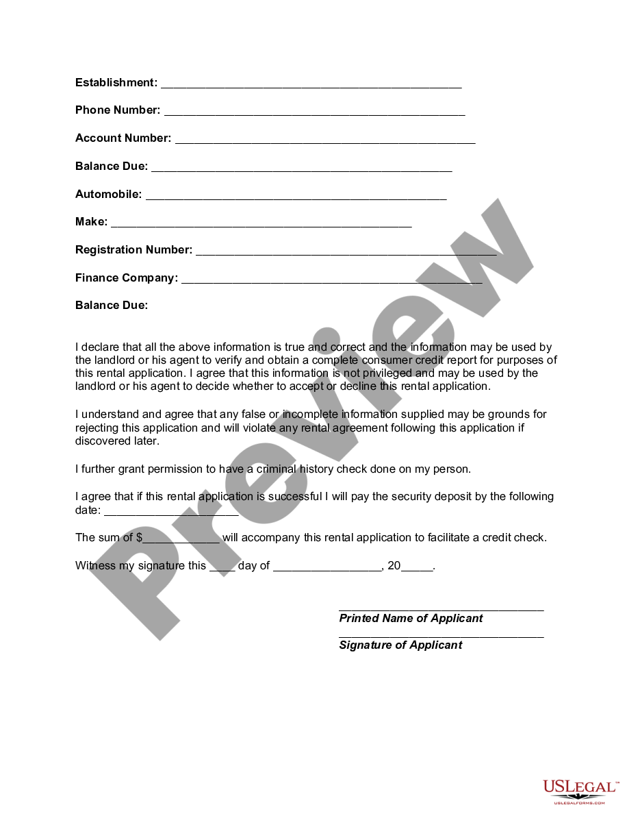 page 2 Rental Application for Apartment preview