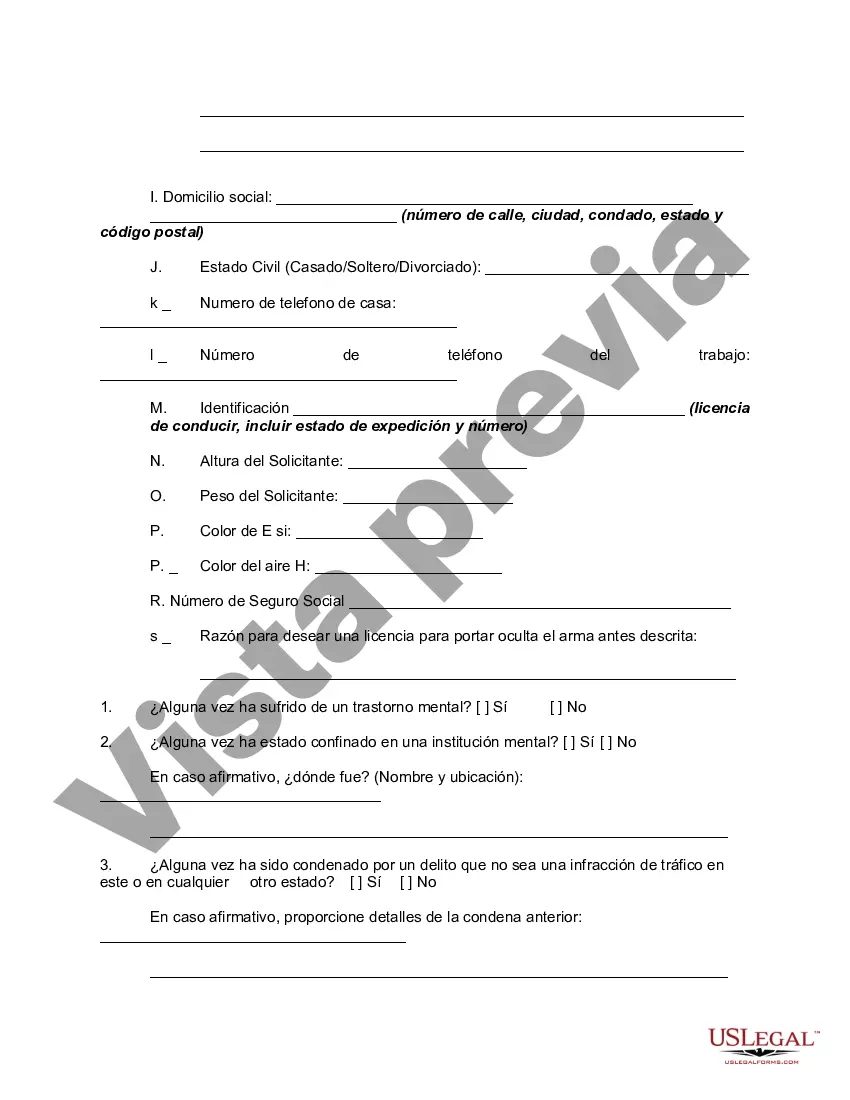 Preview Solicitud de permiso de armas