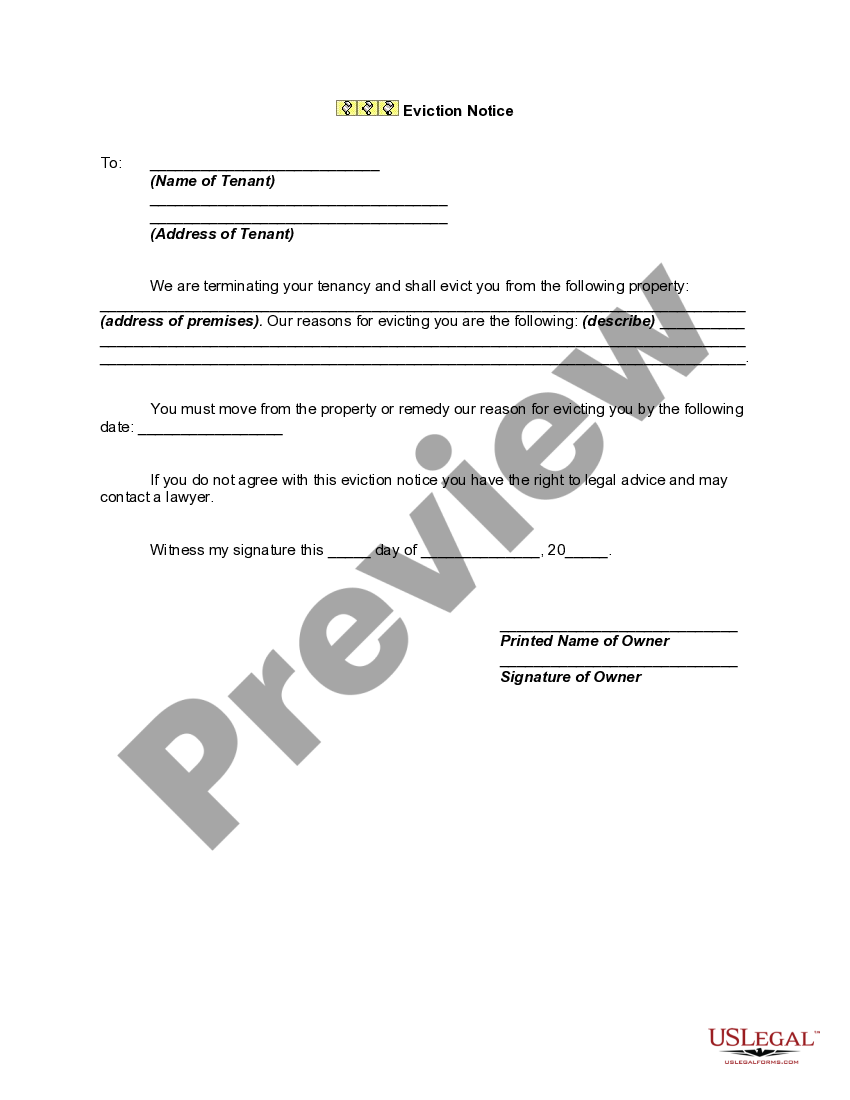 Eviction Notice for Family Member Notice Family Member US Legal Forms