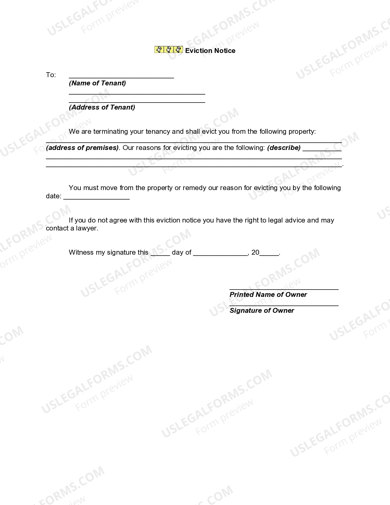 Eviction Notice Eviction US Legal Forms